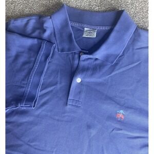 Brooks Brothers Performance Polo Slim Fit Cotton Blue Mens XL Pink Lamb